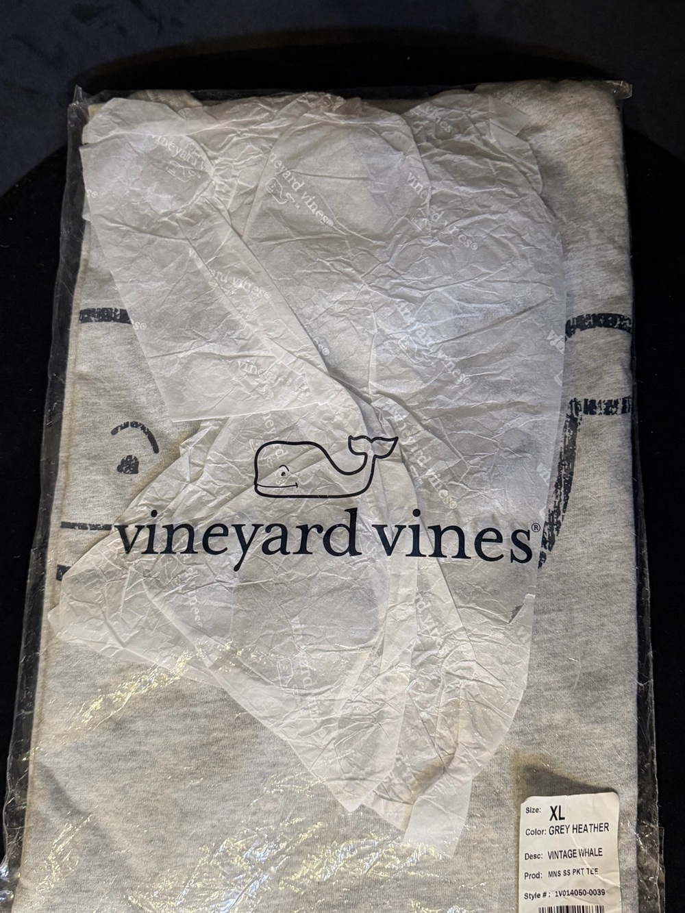 Vineyard Vines Grey Heather Tee with Whale Logo